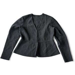 L.K. Bennett London Black Textured Peplum Jacket L Career Workwear Blazer